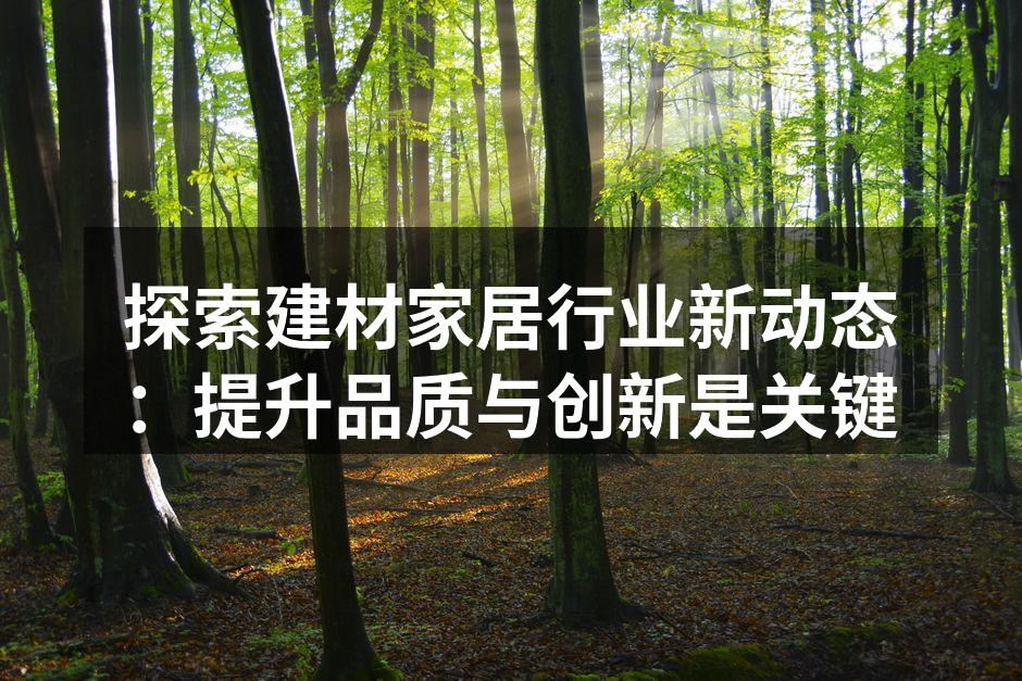探索建材家居行业新动态：提升品质与创新是关键