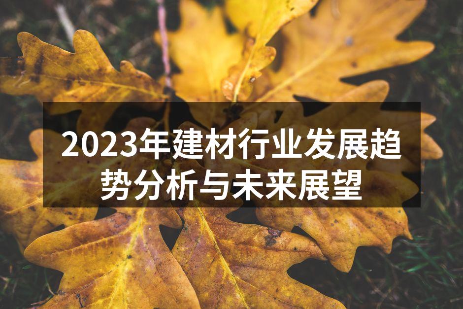 2023年建材行业发展趋势分析与未来展望