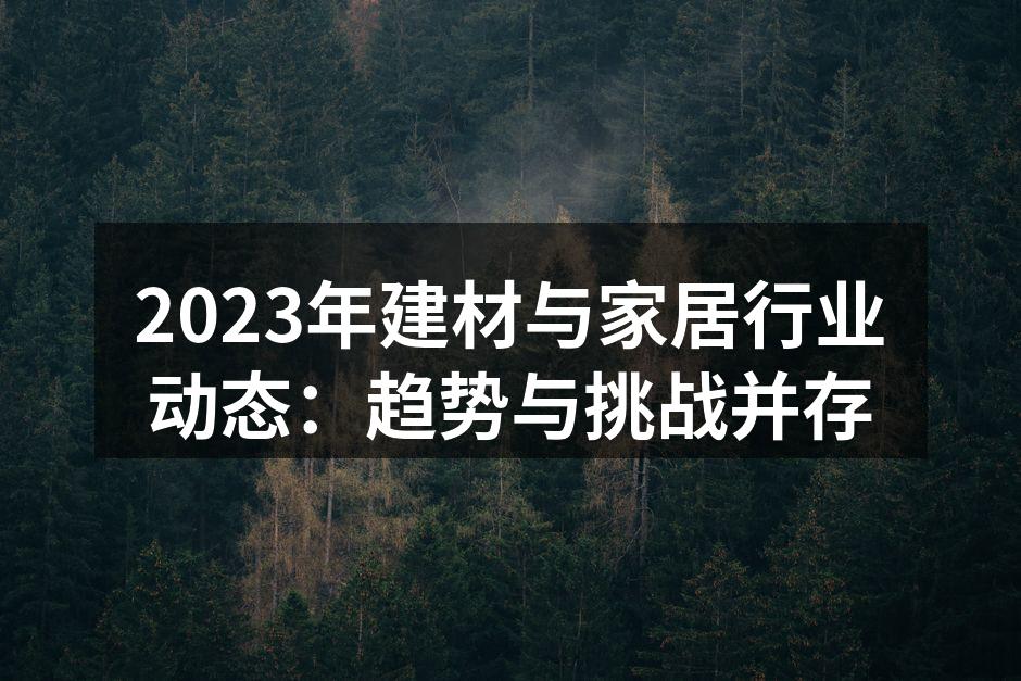 2023年建材与家居行业动态：趋势与挑战并存
